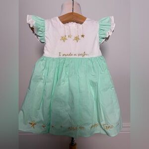 Mint and White Dress with Gold Star Details